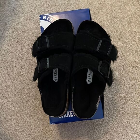 Birkenstock Fur Black 38 New  - Picture 2 of 5
